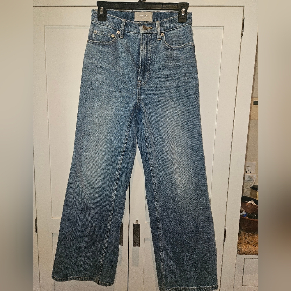 Everlane Mid Wash Wide Leg Jeans